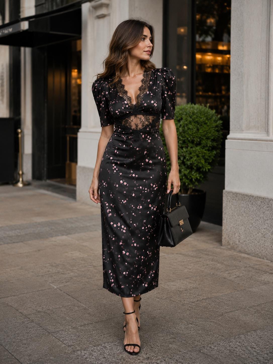 Lace V-Neck Cutout Cocktail Dress - Image 3