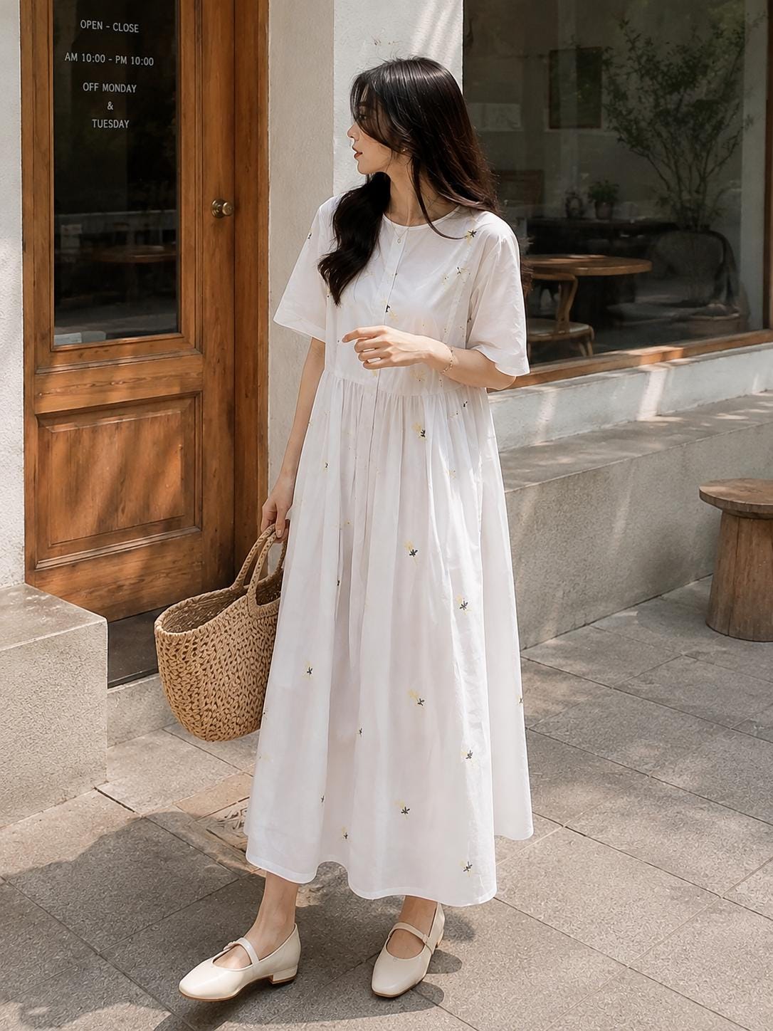 Women’s White Embroidered Maxi Dress - Image 4