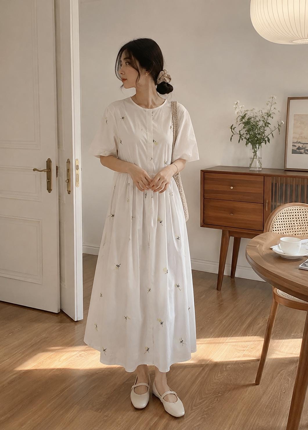 Women’s White Embroidered Maxi Dress - Image 3