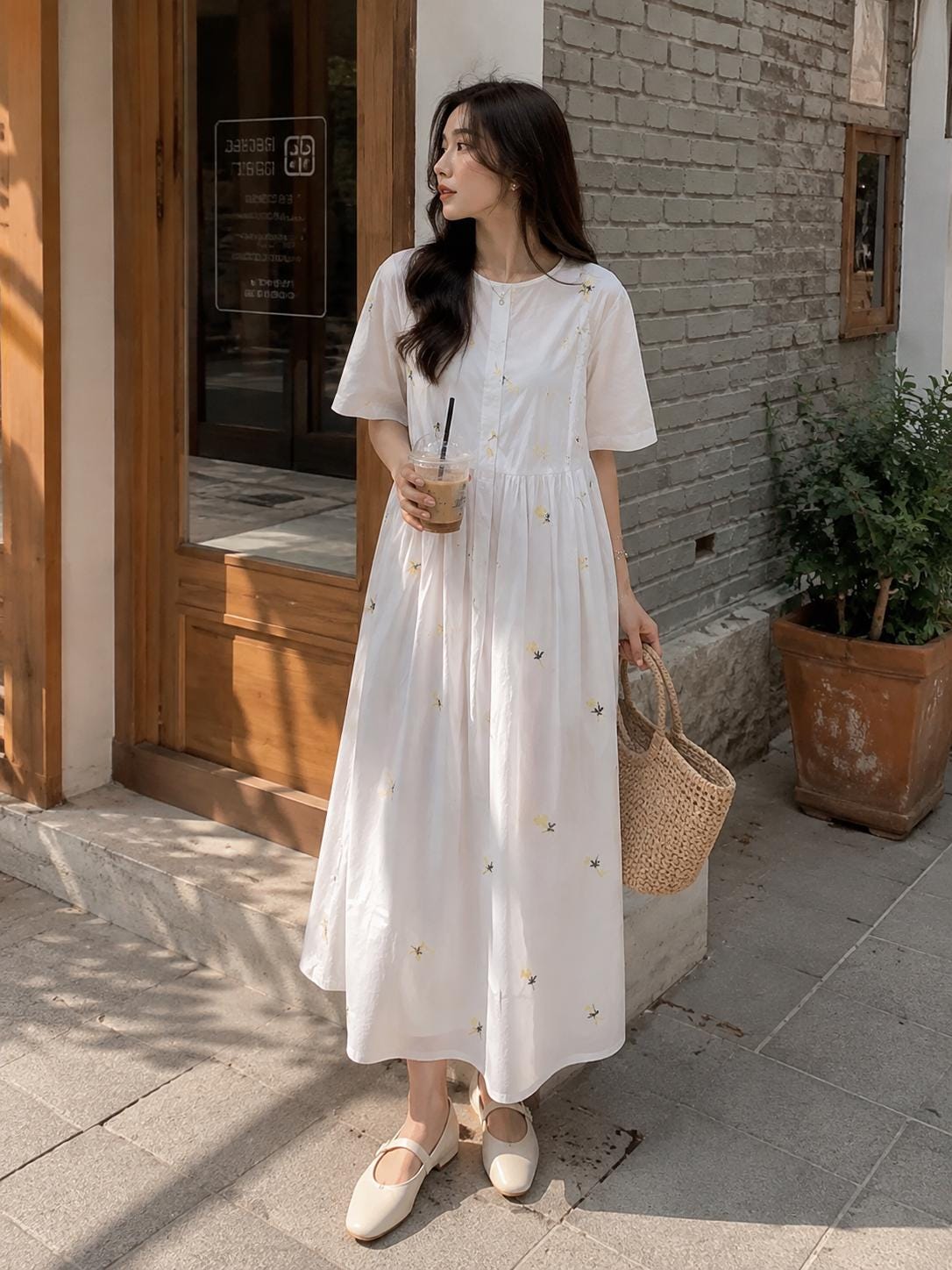 Women’s White Embroidered Maxi Dress - Image 2